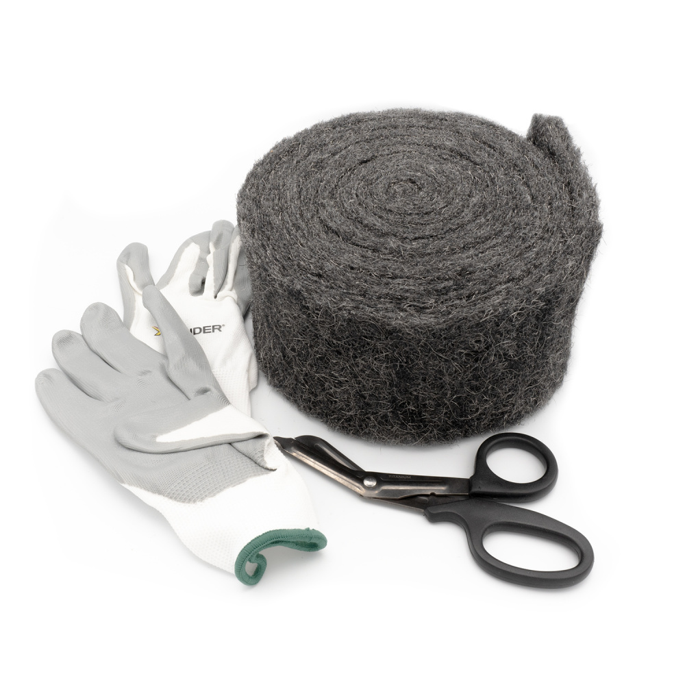SelfTek 3 boules anti-rongeurs en laine d'acier avec gants de travail,  ciseaux en acier pour les trous et les fissures des murs dans les maisons,  les