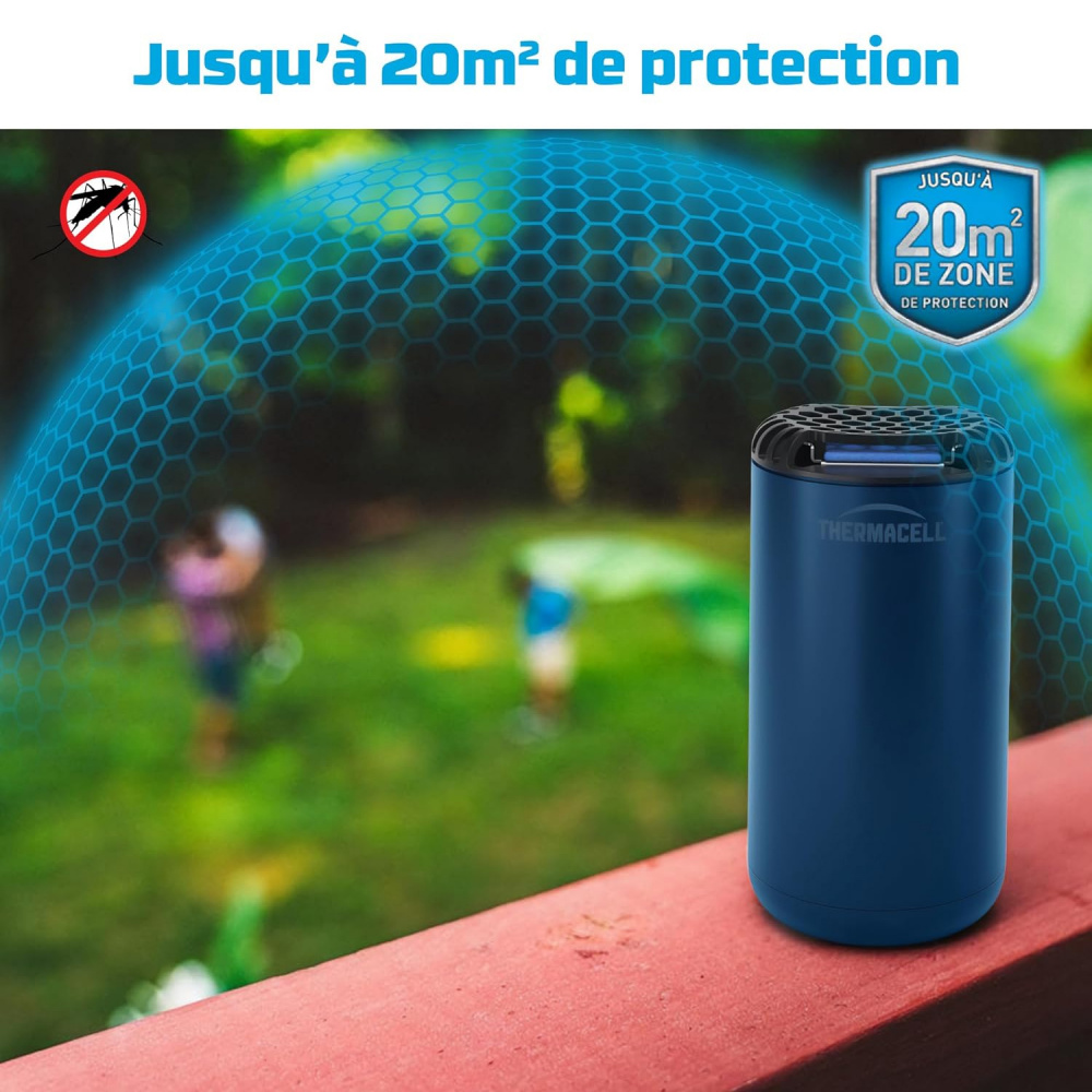 Diffuseur bouclier anti-moustiques Patio Shield pour extérieur sans fil, recharge incluse pour 12 heures bleu