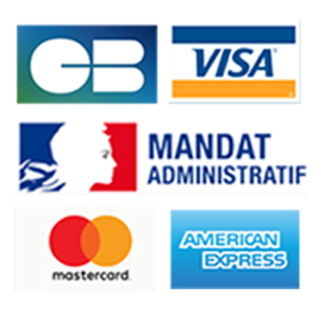 Paiements acceptés :  CB, Mastercard, Visa, PayPal, mandat administratif, American Express..
